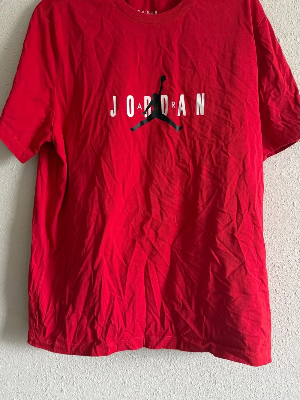 Jordan Red Tee with Black Jumpman and White Lettering